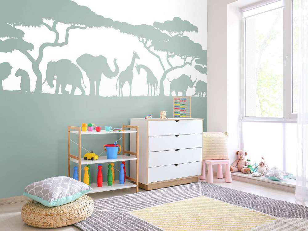 Silueta de animales de safari, verde claro