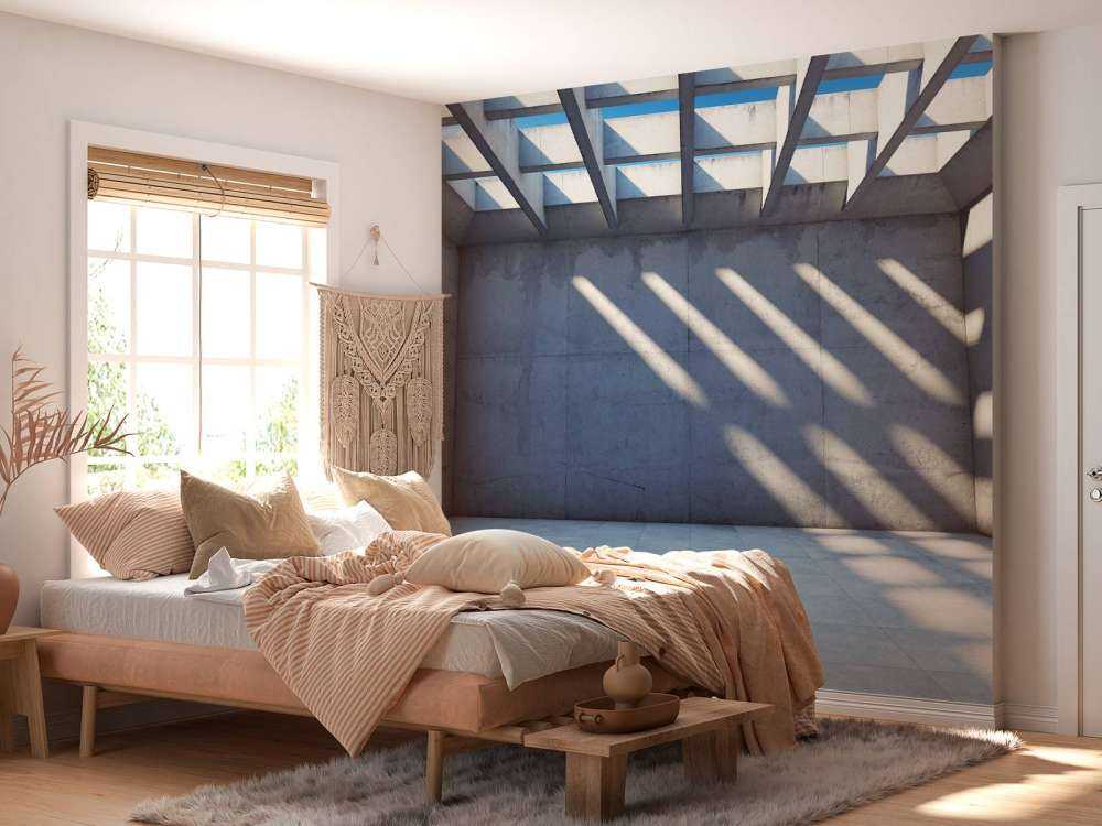 Habitación vacía con techo abierto