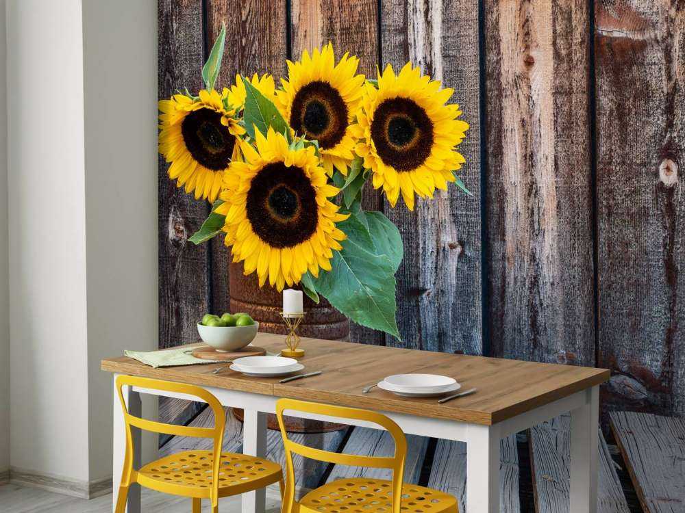 Jarrón con girasoles
