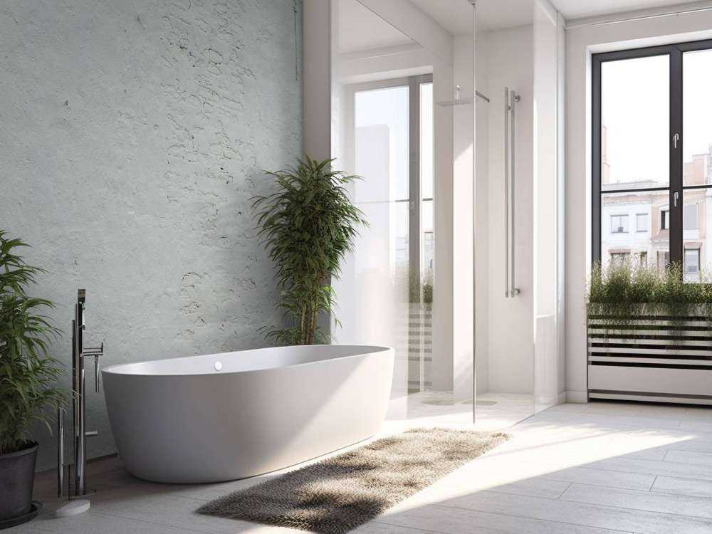 Pared con estuco blanco y anclajes de pared
