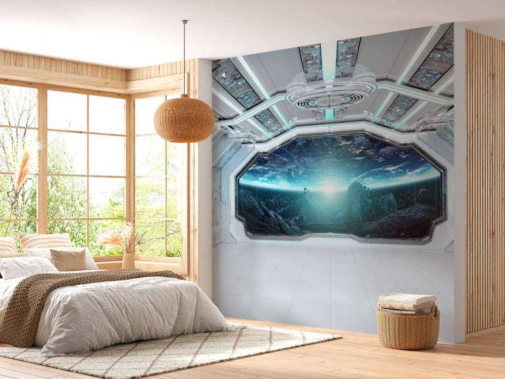 Nave espacial con vistas a un planeta