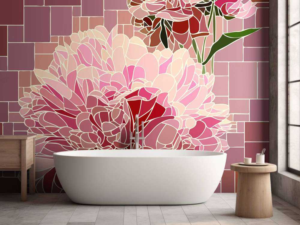 Mosaico de flores rosas