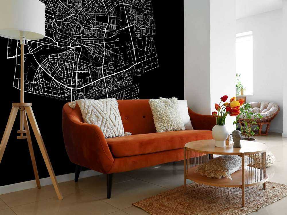 Mapa de Leeuwarden, negro