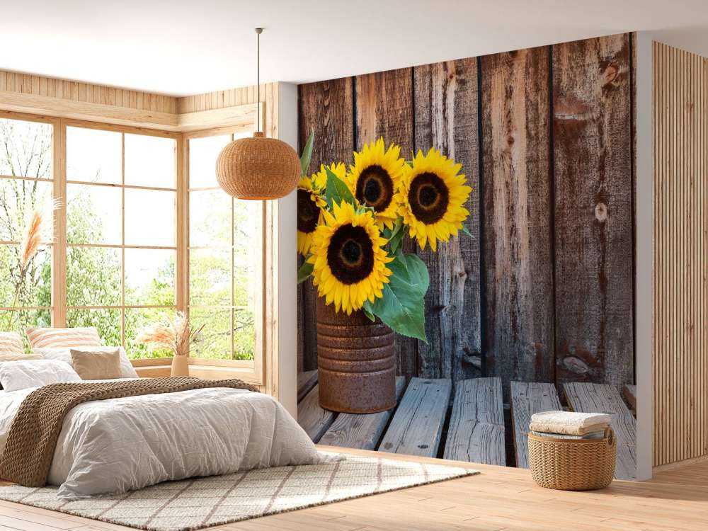 Jarrón con girasoles