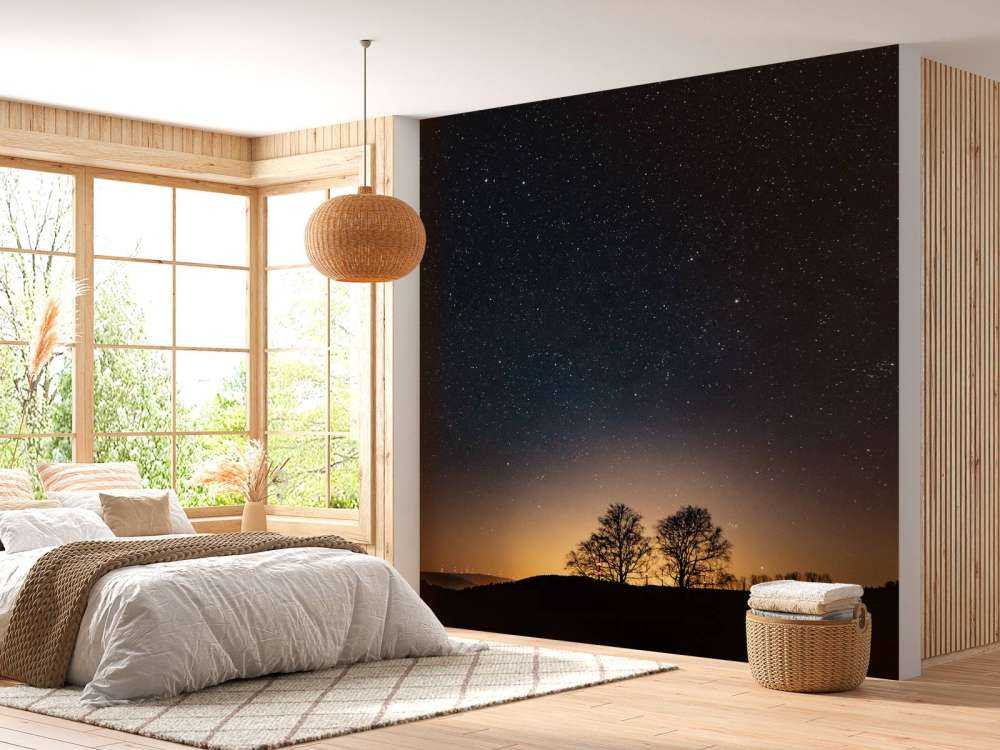 Puesta de sol con estrellas