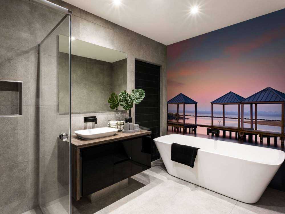 Muelle de baño al amanecer