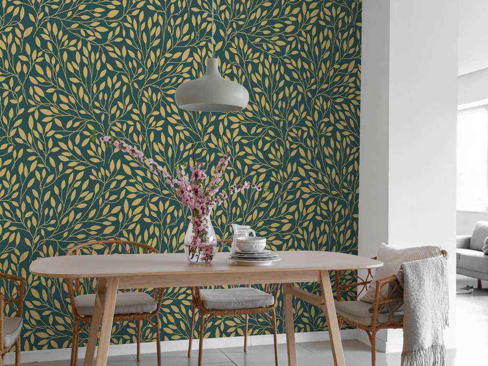 Estampado floral de lujo oro amarillo