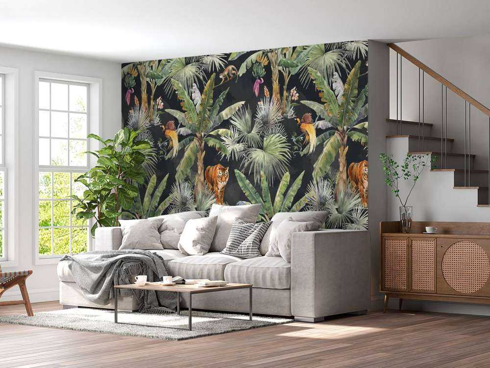 Palmeras y animales de la selva