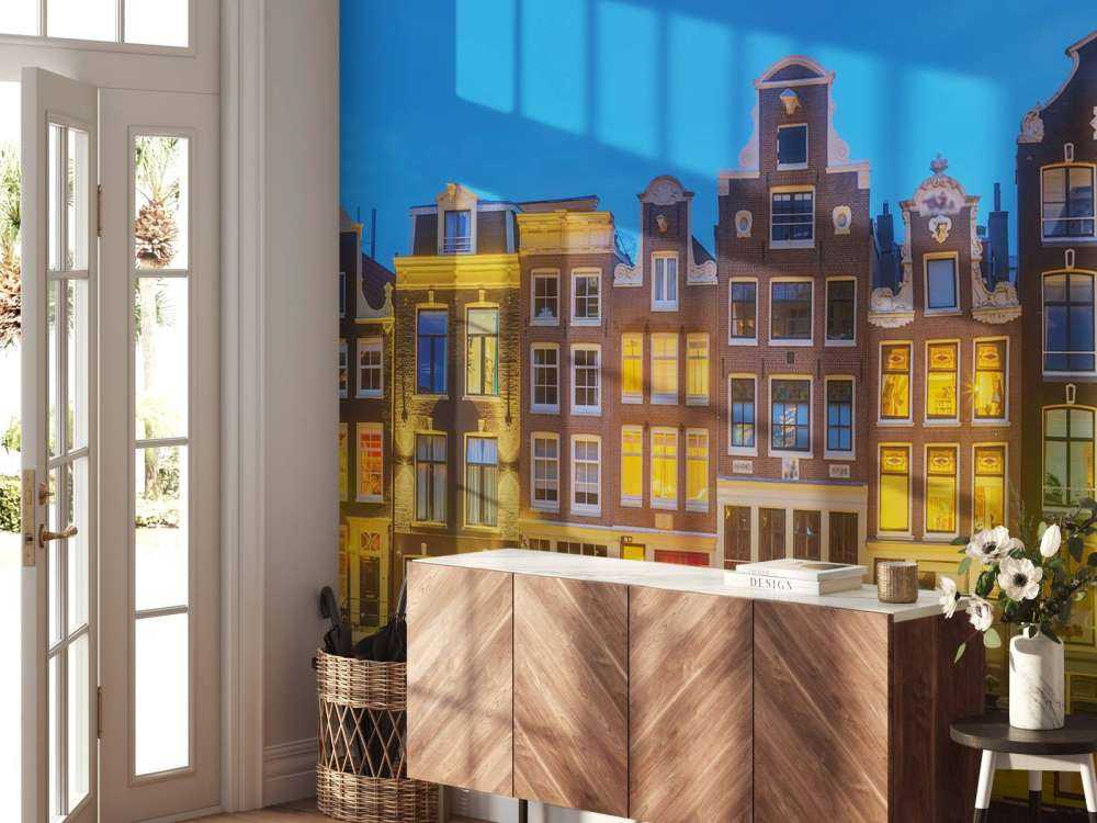 Casas de Ámsterdam en la noche