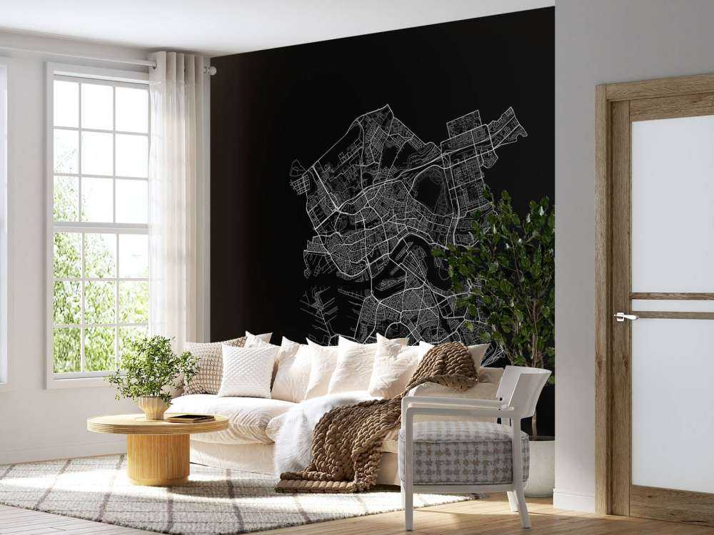 Mapa de Rotterdam, negro