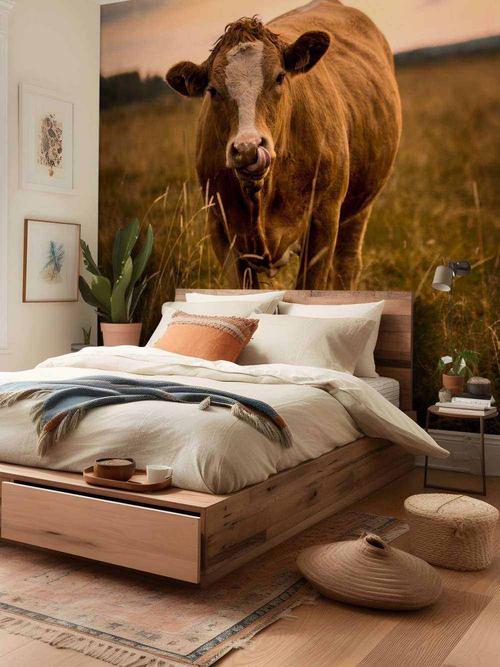 Vaca con lengua en la nariz