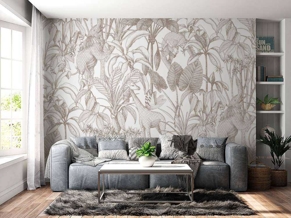 Animales entre las palmeras taupe