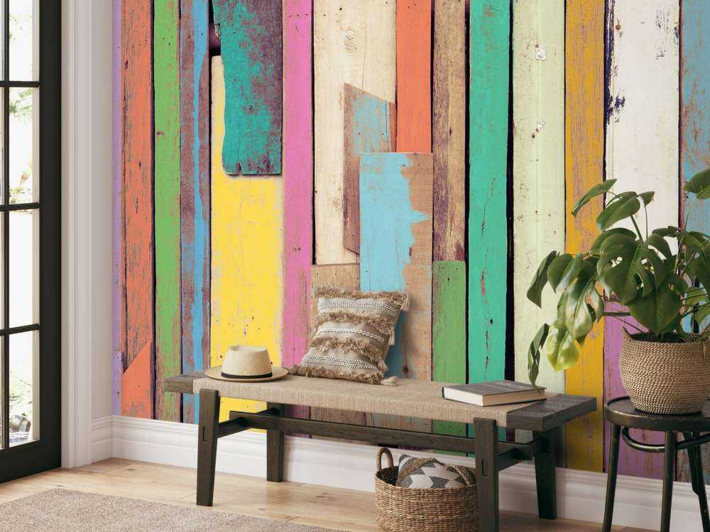 Trozos de madera de colores