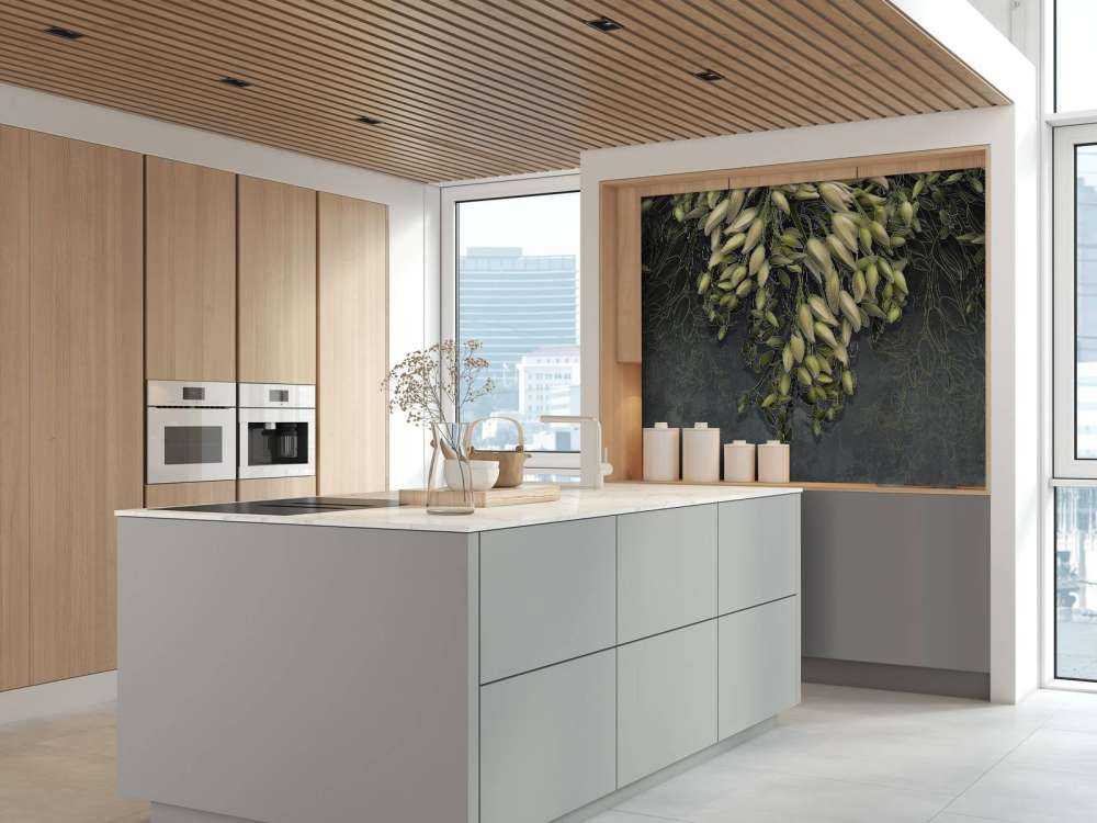 Cálices blancos sobre una estructura de hormigón gris oscuro