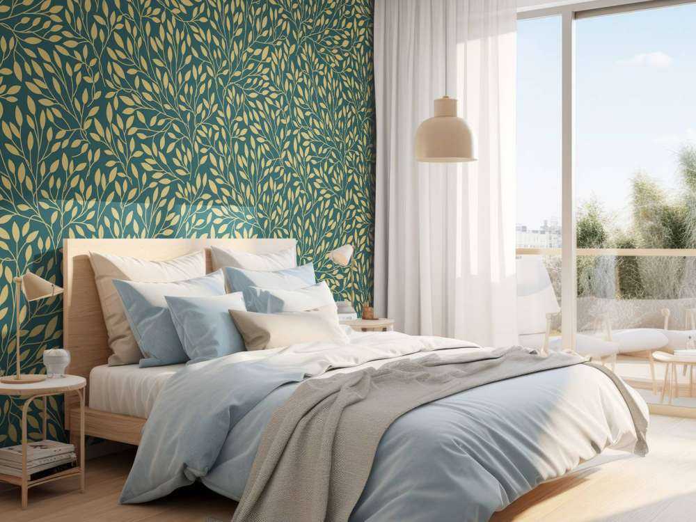 Estampado floral de lujo oro amarillo
