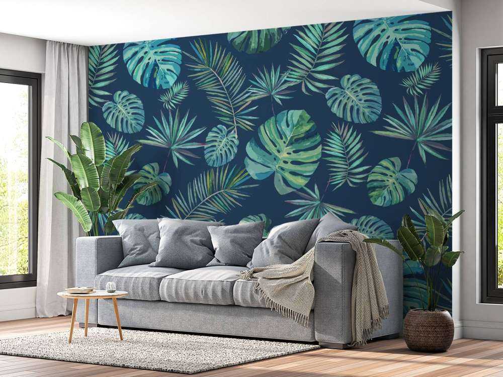 Hojas de palmera y monstera