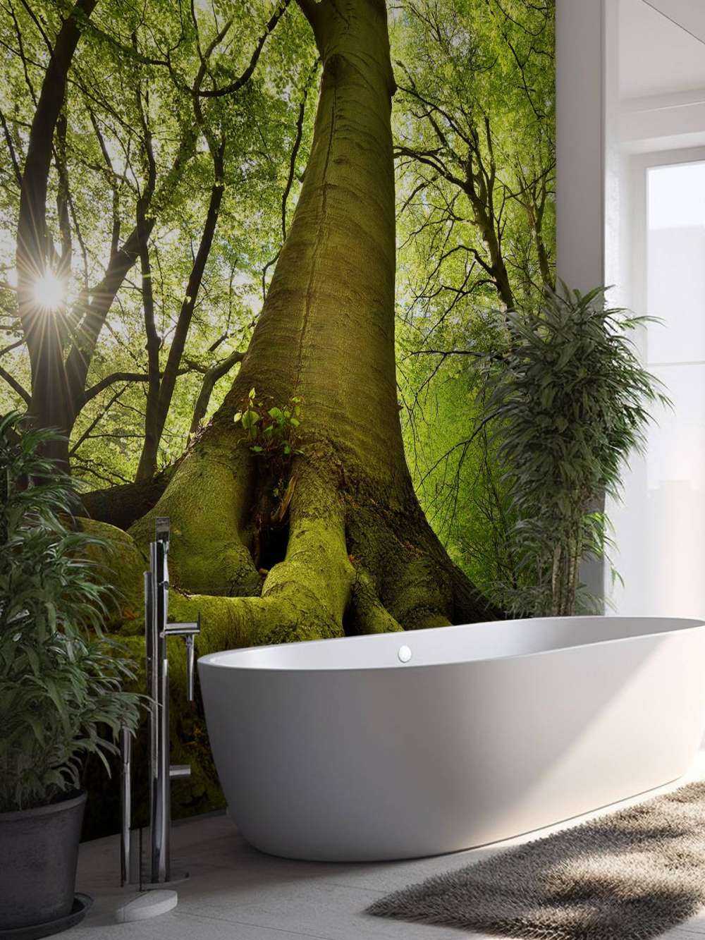 Árbol grande y raíces
