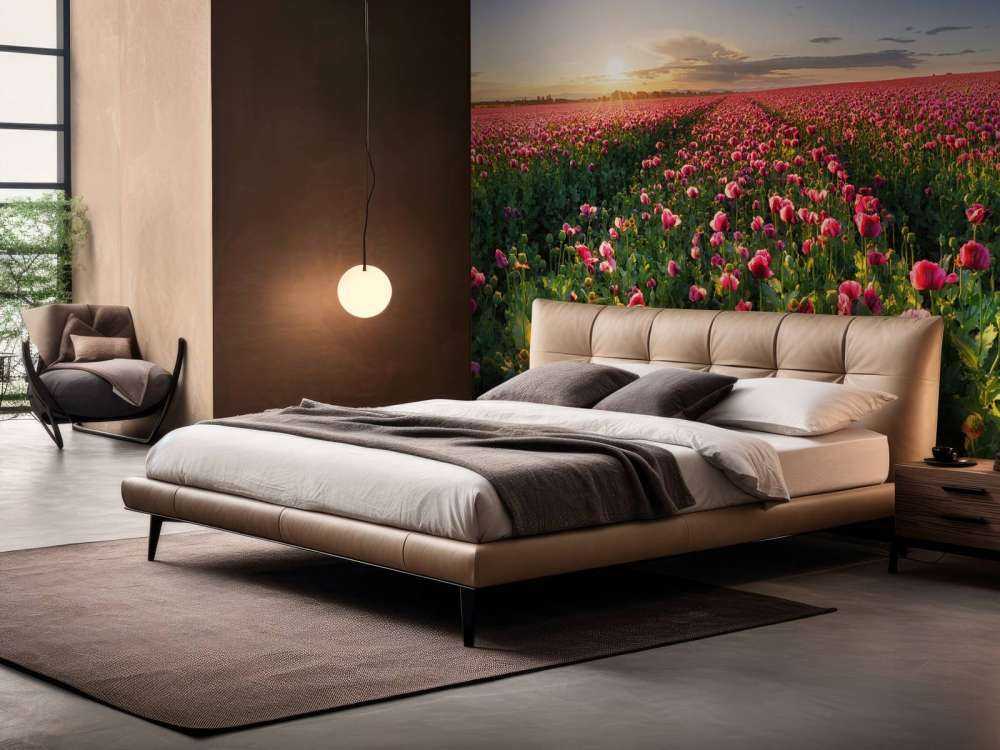 Campo de amapolas rosas