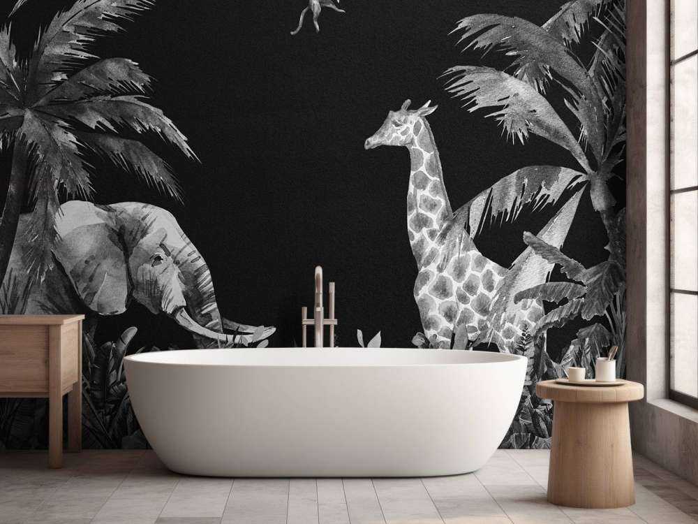 Animales de la selva en blanco y negro