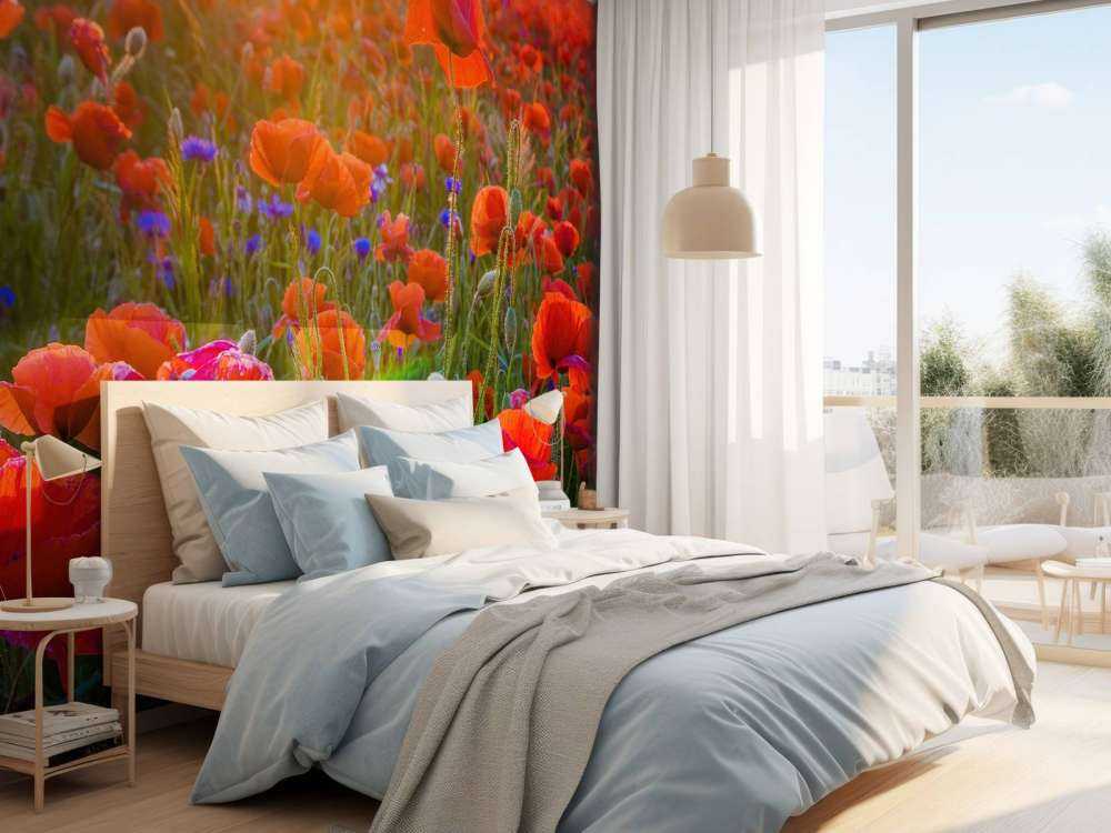 Amapolas con sol naciente