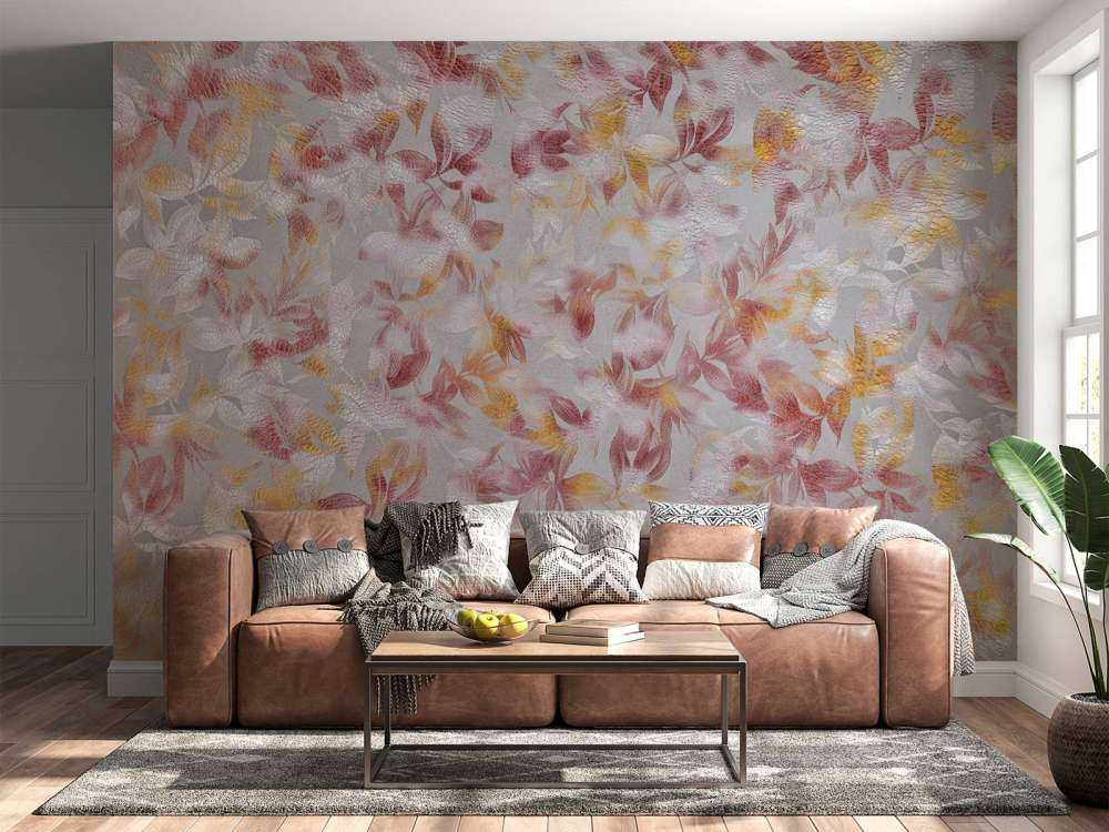 Flores sobre fondo gris