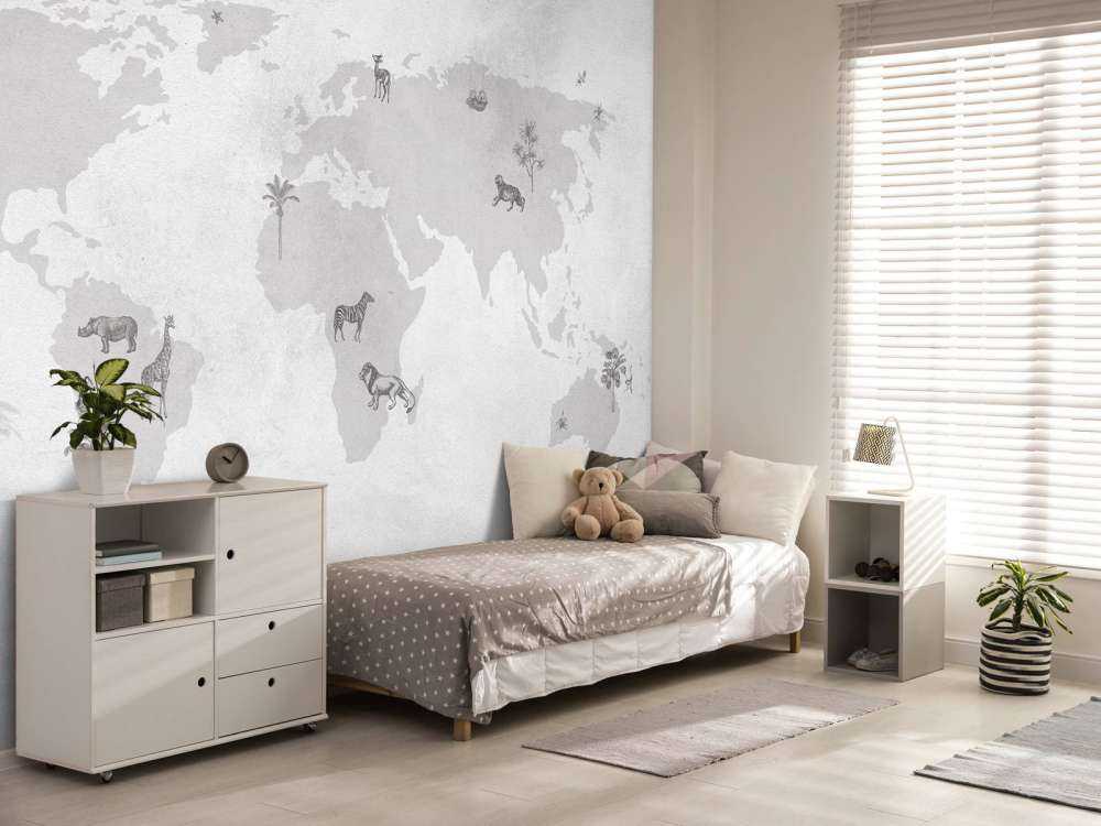 Mapa del mundo en gris