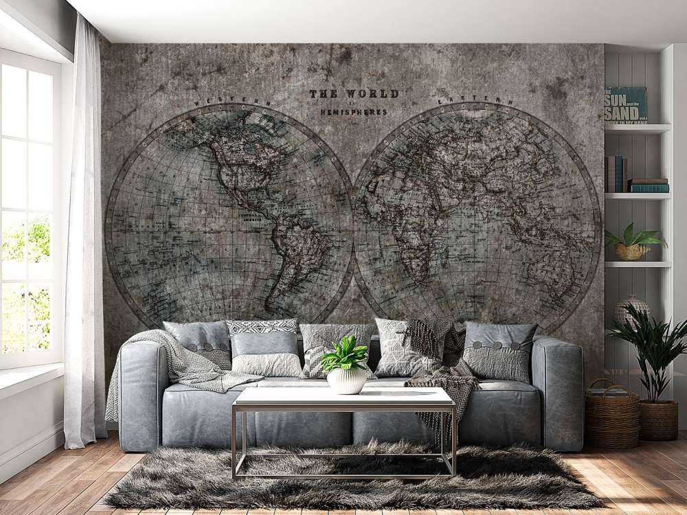 Mapa del mundo con tonos grises