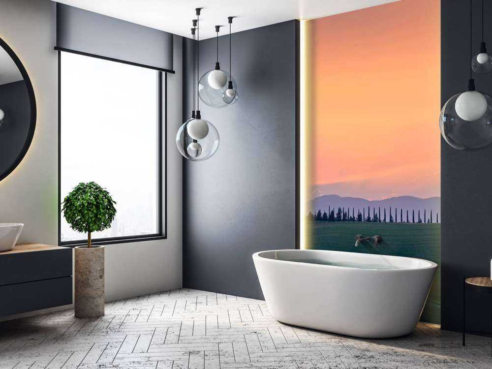 Paisaje italiano con cielo naranja