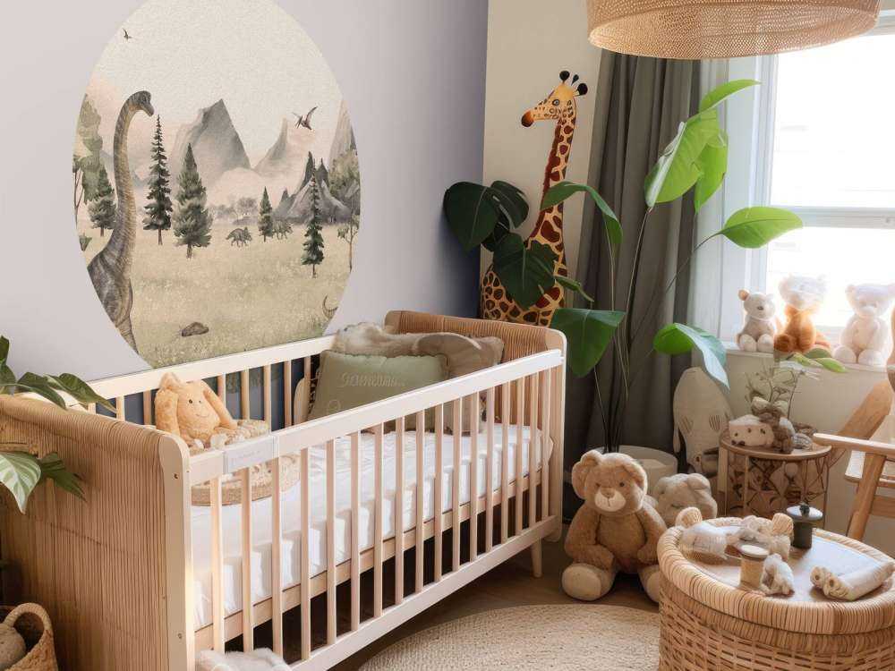 Paisaje con dinosaurios en beige