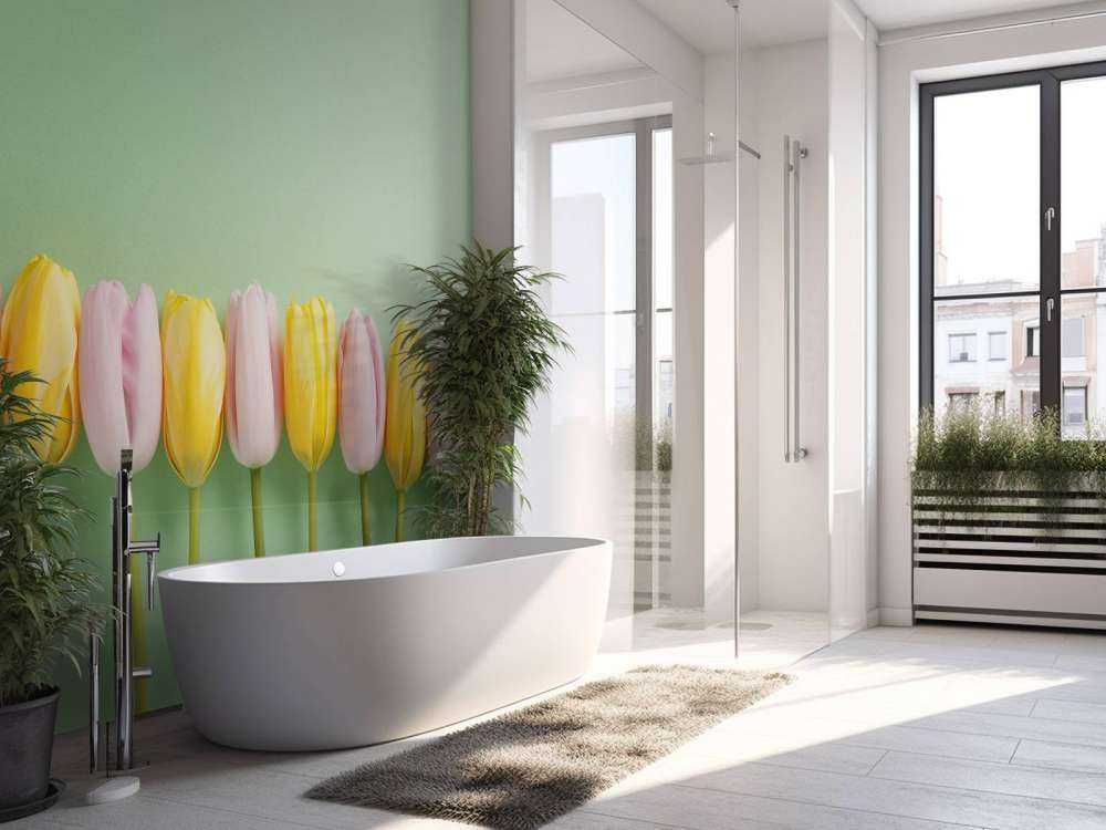 Pequeños tulipanes en verde menta