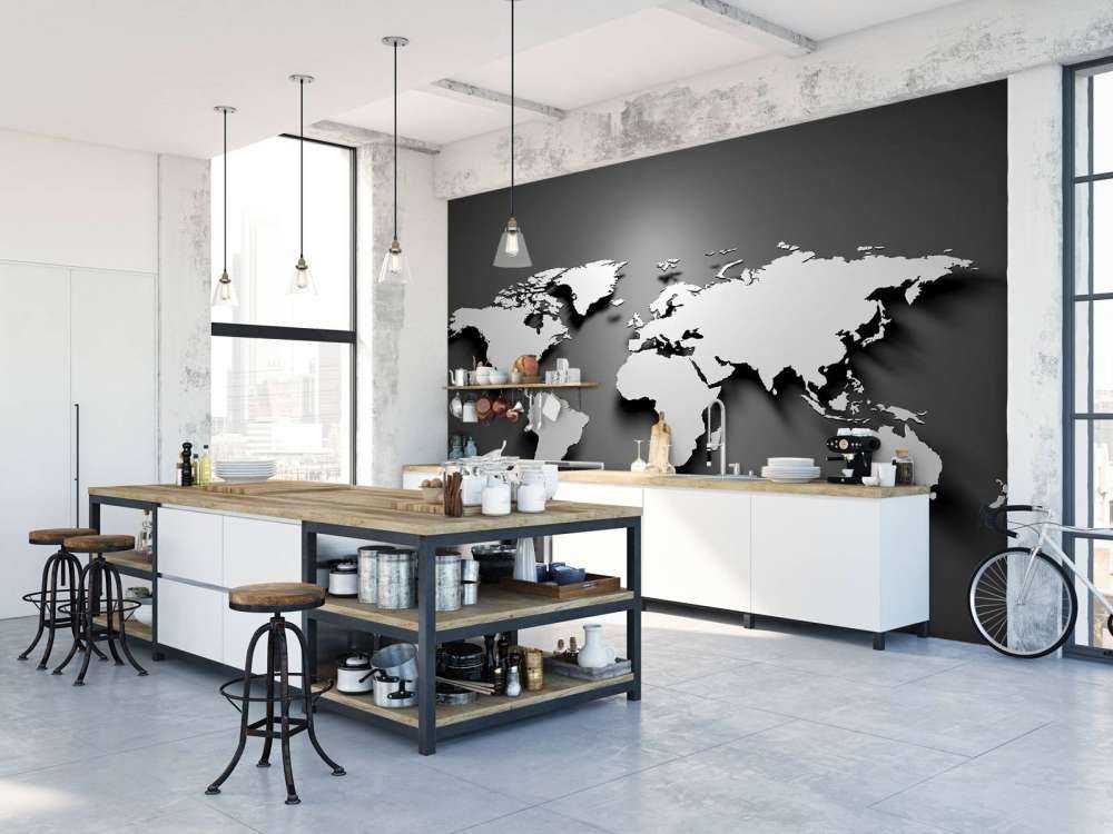 Mapa del mundo 3D en negro