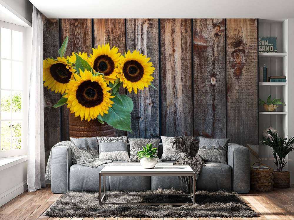 Jarrón con girasoles
