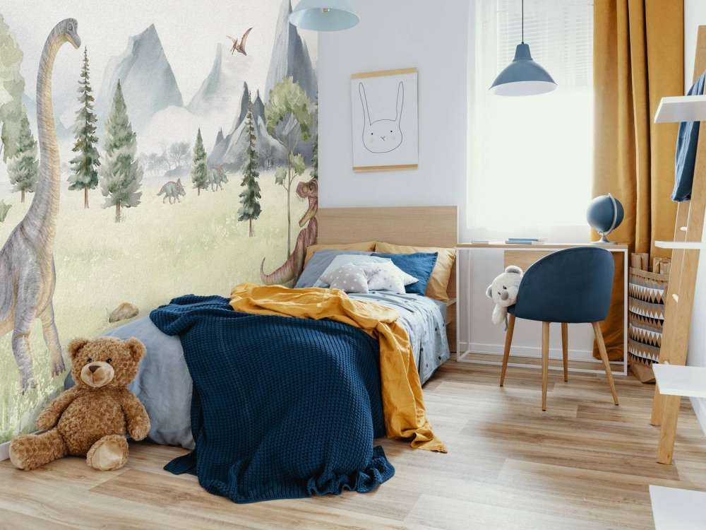 Paisaje con dinosaurios en color