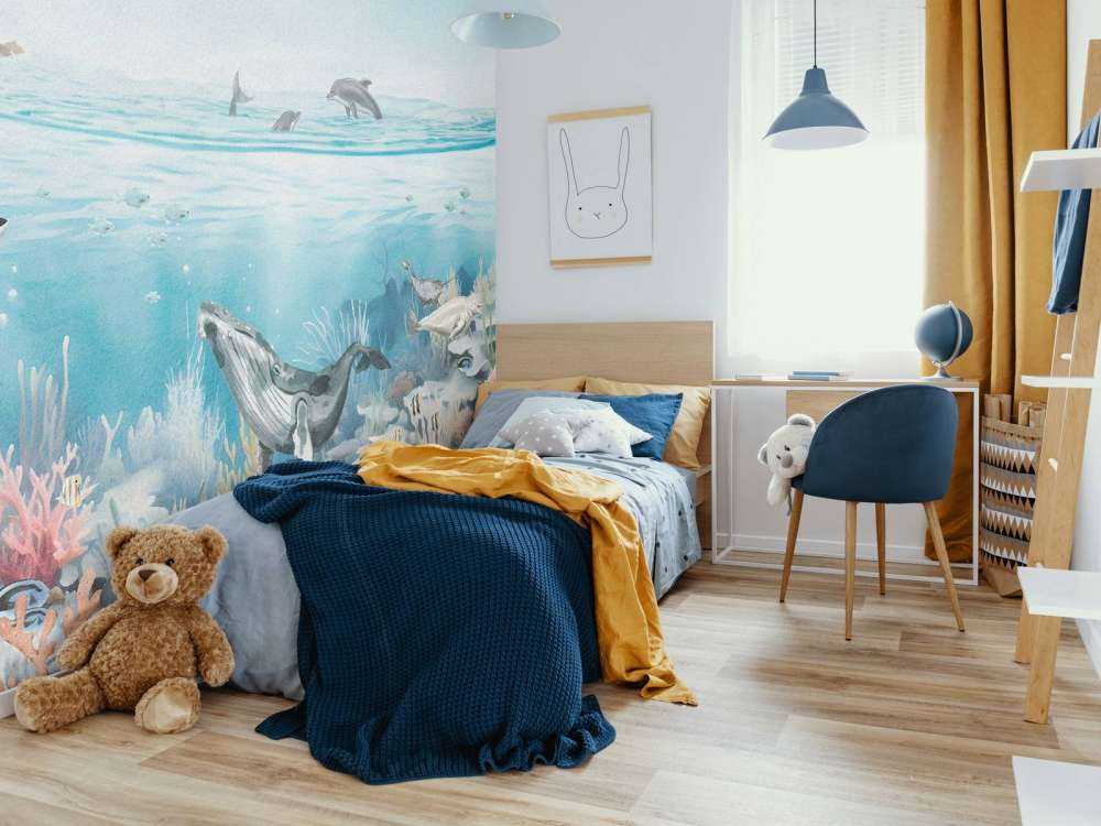 Paisaje Oceánico con Animales en Color