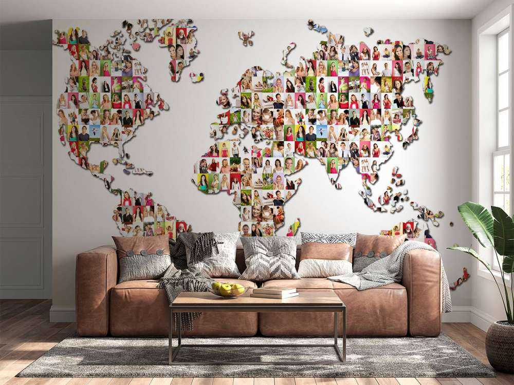 Mapa del mundo hecho con fotos