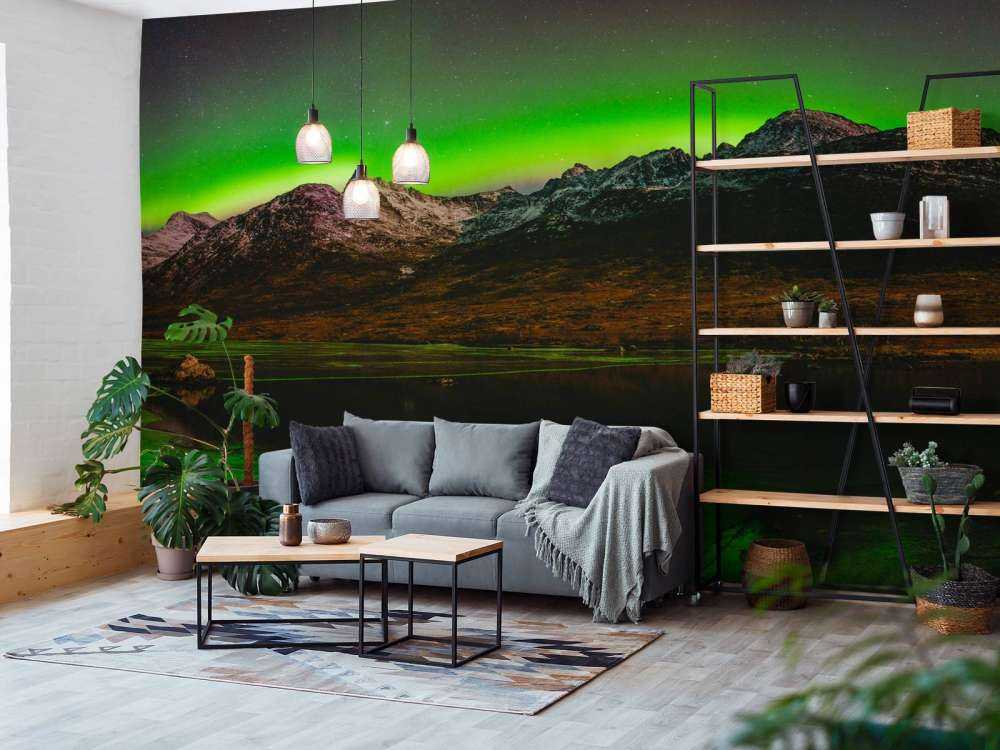 Panorama de la aurora boreal