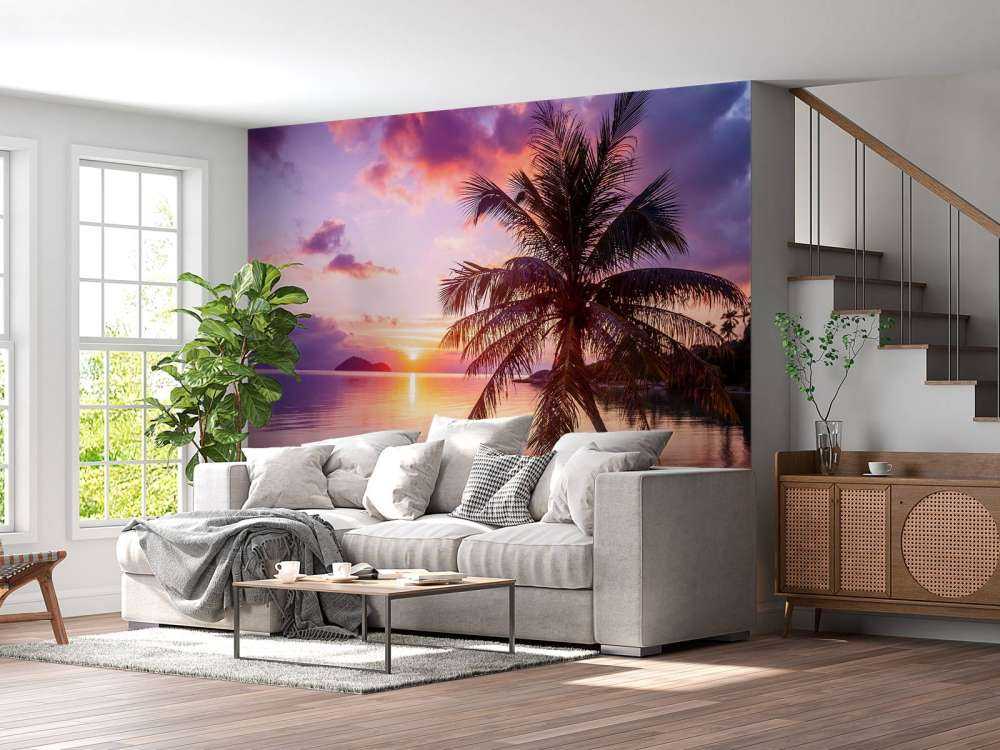 Palmera en una puesta de sol