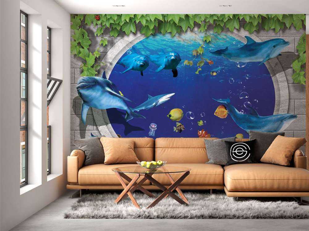 Delfines a través de la pared