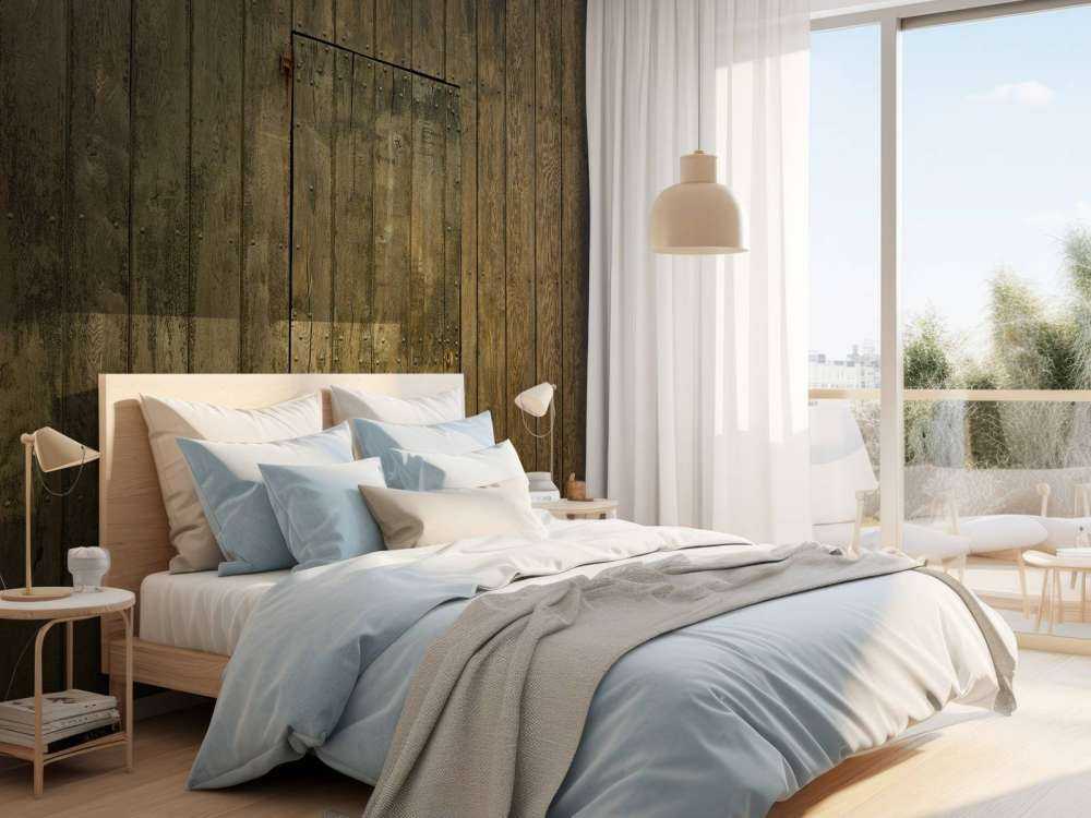 Pared de madera con puerta