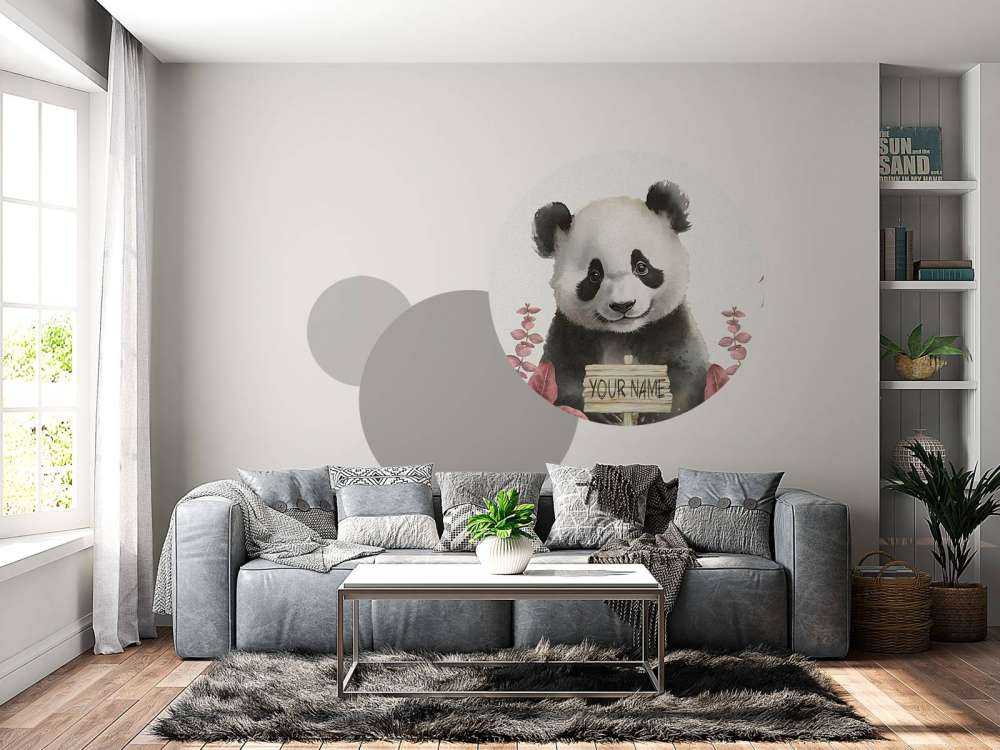 Bebé panda en la selva rosa