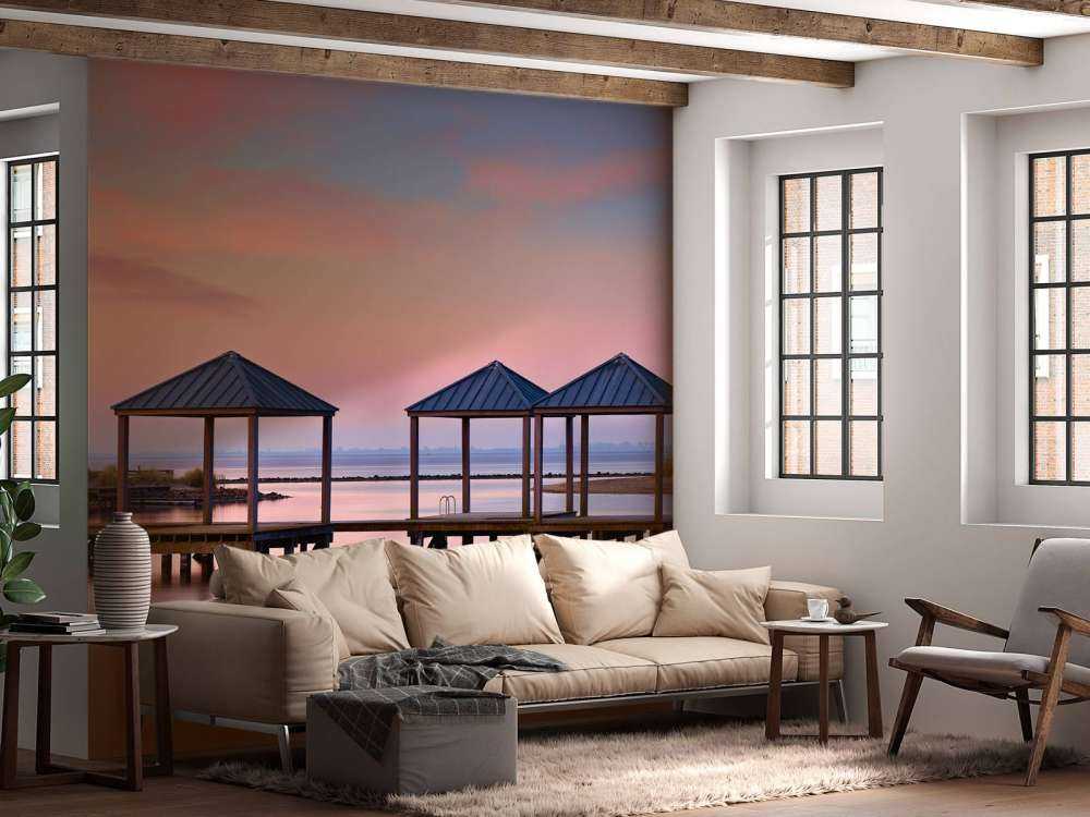 Muelle de baño al amanecer