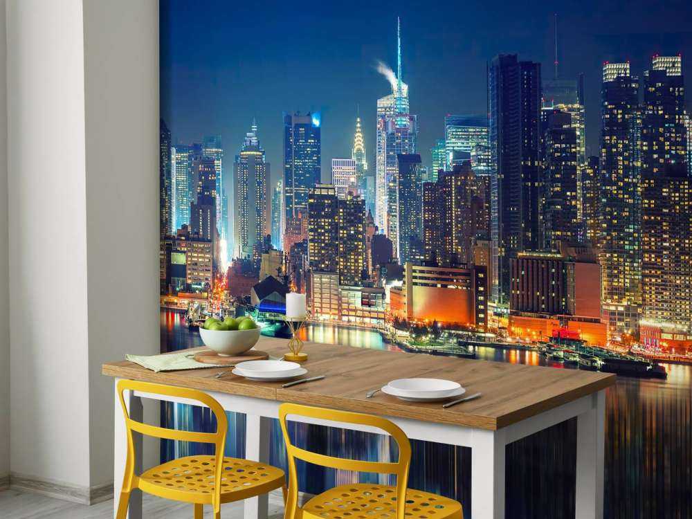 Empapelado del horizonte de Nueva York por la noche