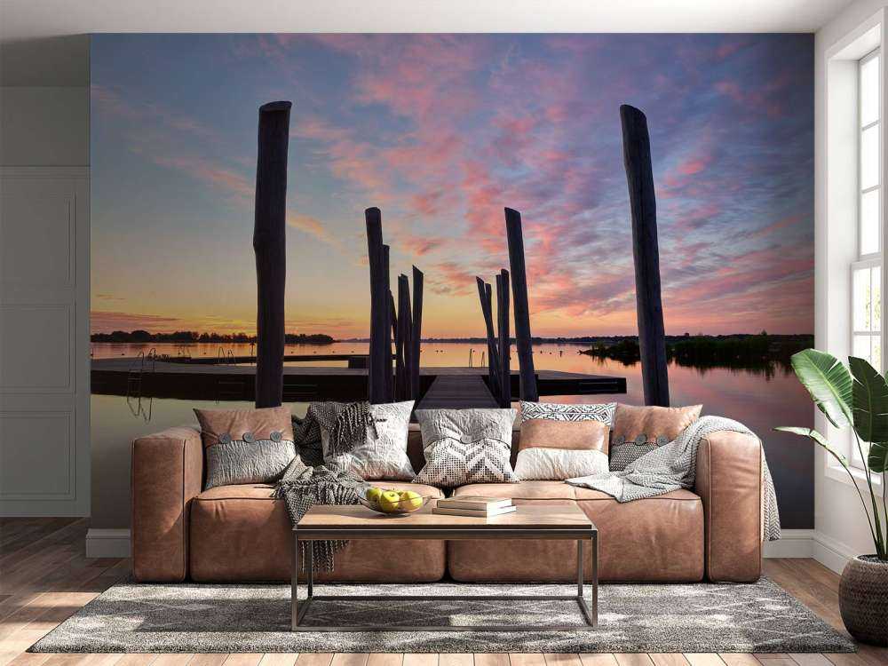 Amanecer en la plataforma de baño