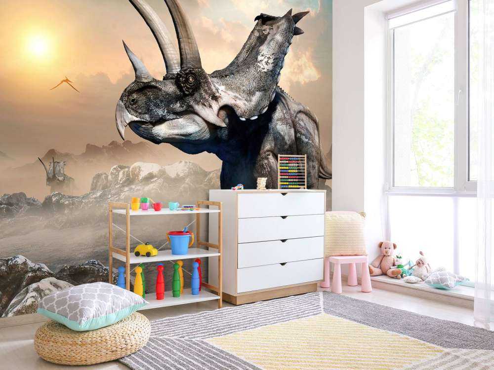 Dinosaurio en la niebla matinal