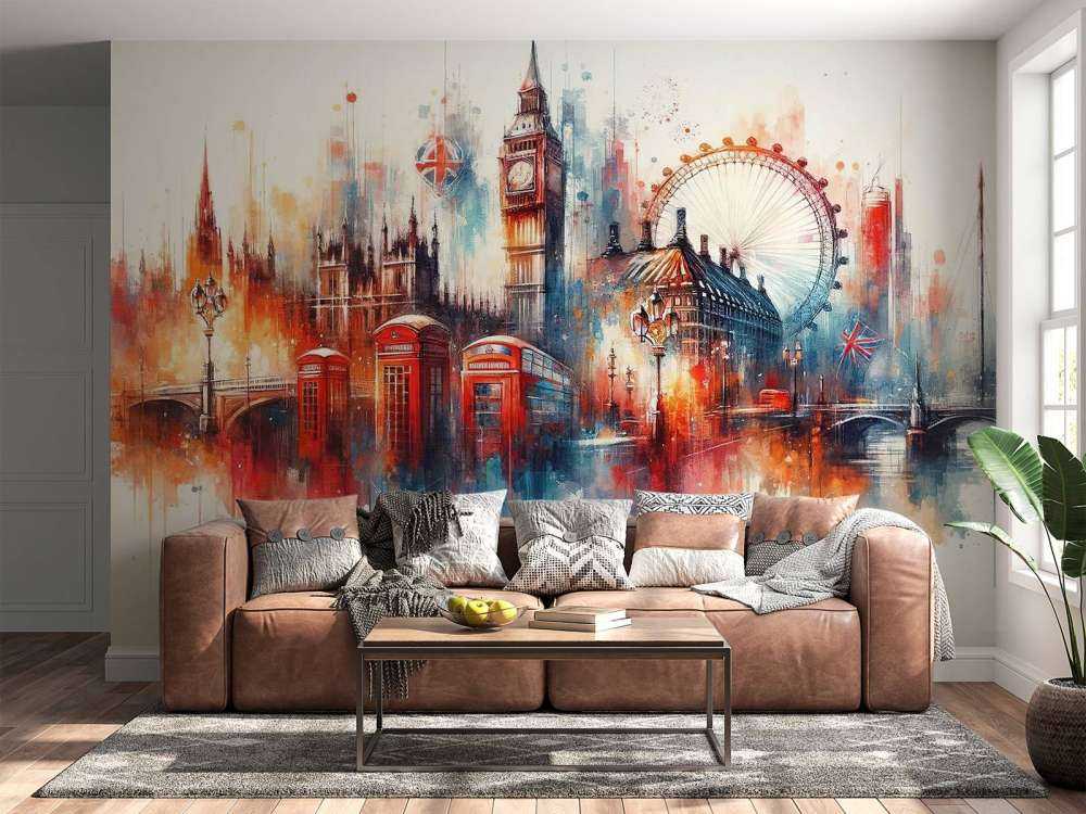 Horizonte de Londres en acuarela