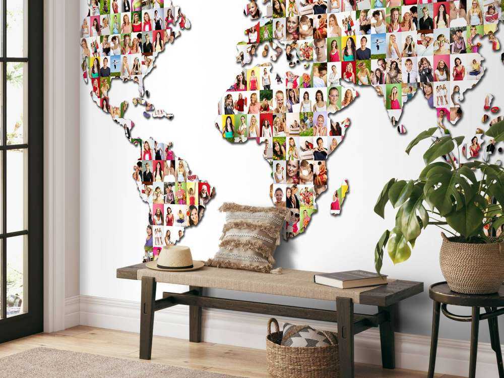 Mapa del mundo hecho con fotos