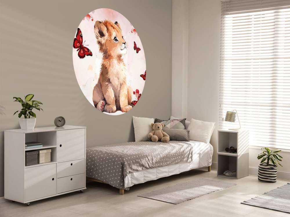Cachorro de león soñador y mariposas