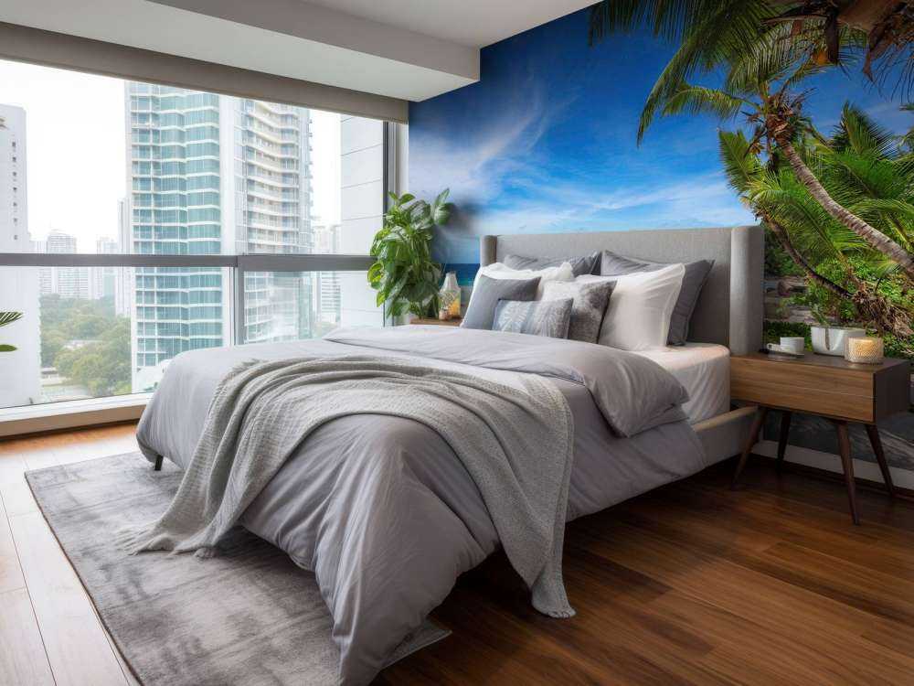 Playa tropical con palmera