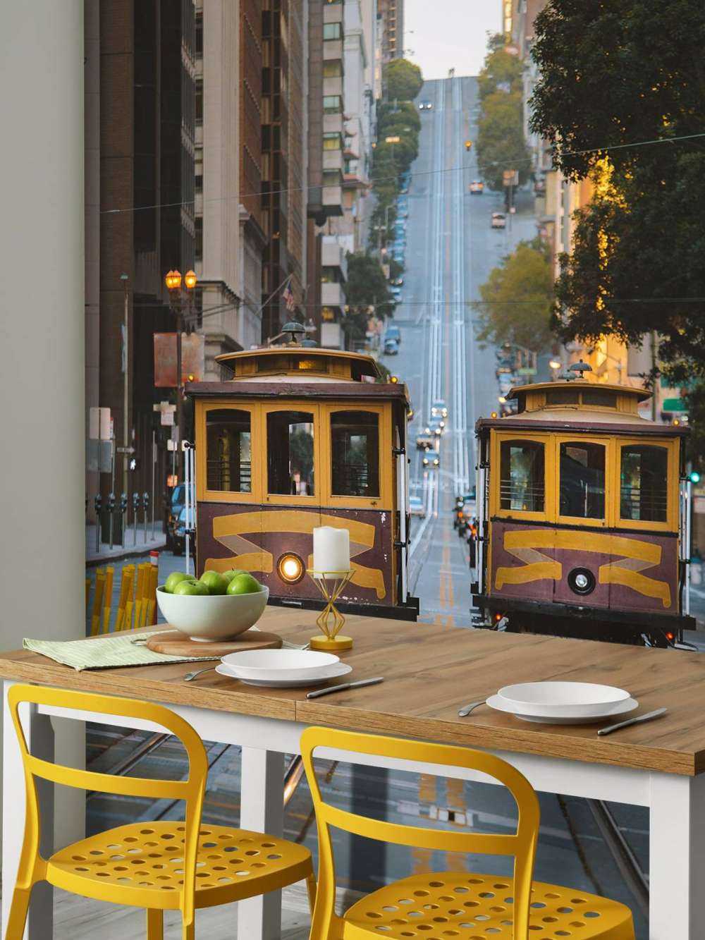 Tranvías amarillos en San Francisco EE.UU.