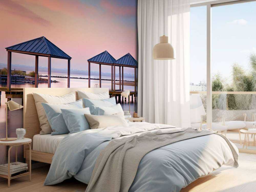 Muelle de baño al amanecer